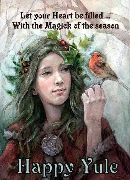 Magick of the season happy yule bird woman nice holiday christmas